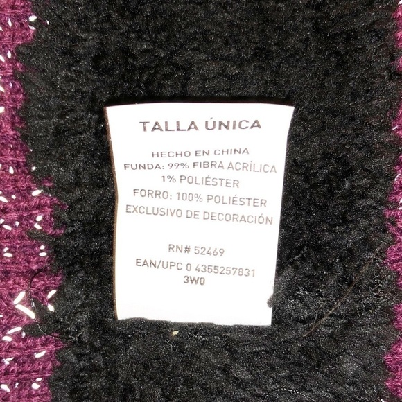 Swiss Tech Burgandy and Silver Pom Pom Beanie One Size - Picture 6 of 7